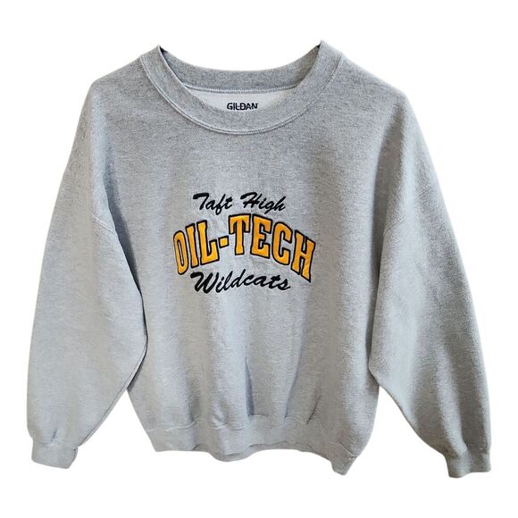 Gildan Other - Gildan Taft High Oil-Tech Wildcats Gray Crewneck Sweatshirt Size L College Retro